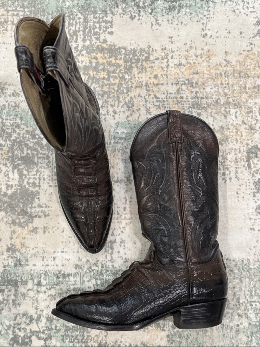 🐊 Crocodile leather Men's Dark Brown Western Cowboy Boots